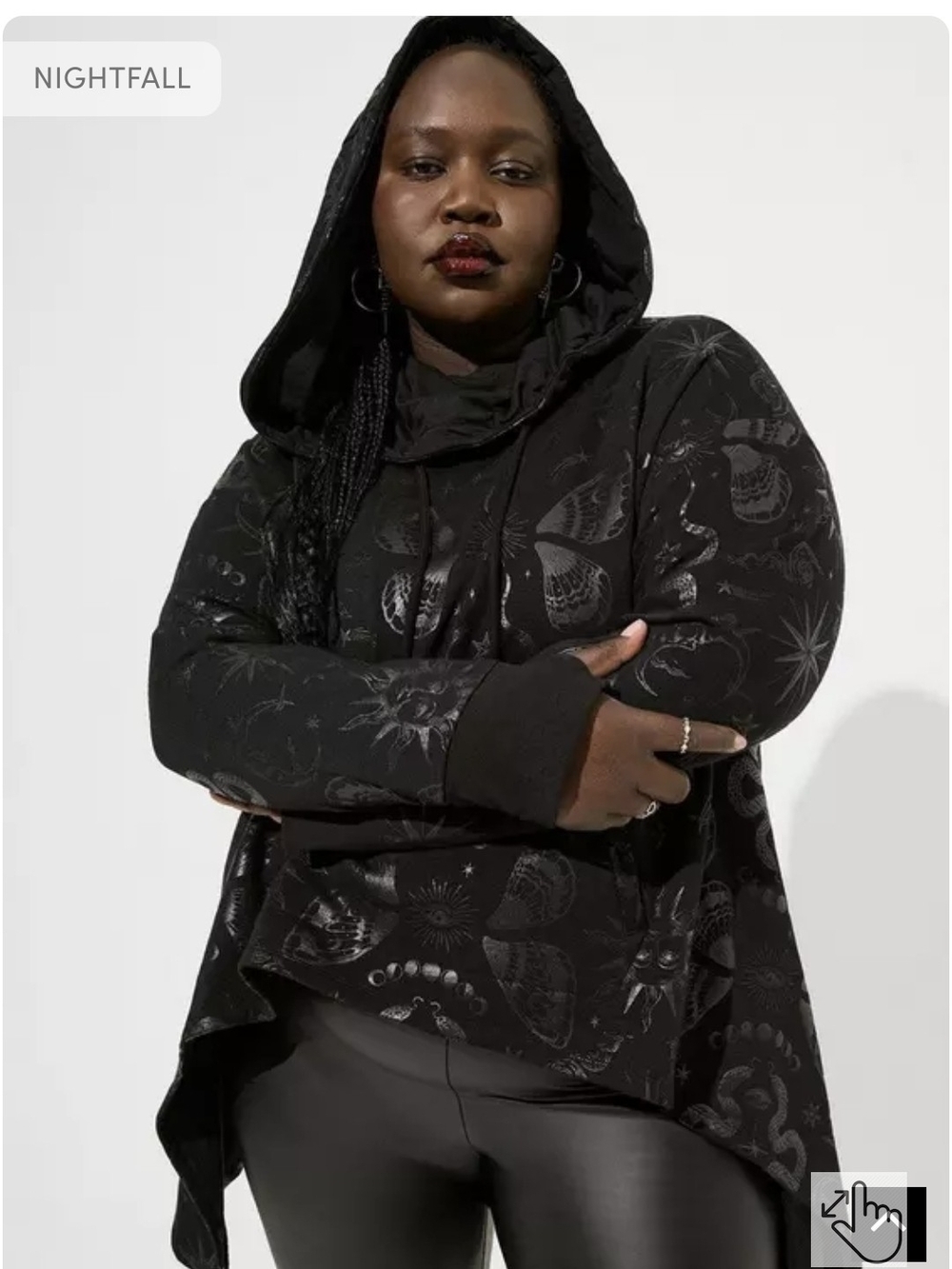 Nightfall By Torrid Serpent Celestial Cozy Fleece Hi-Low Funnel Neck Hoodie